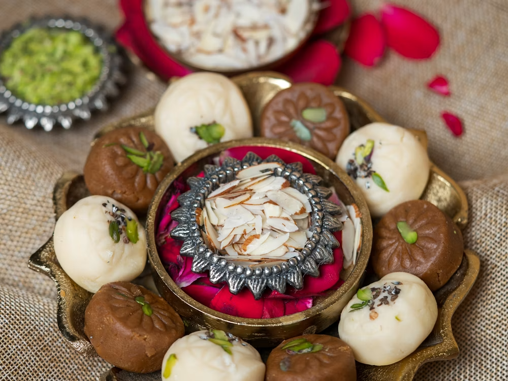Assorted fresh mithai platter